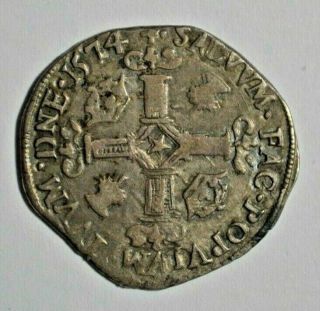 Scotland,  James Vi,  Quarter (1/4) Merk 1574,  Second Coinage,  Mm Cross - Rare