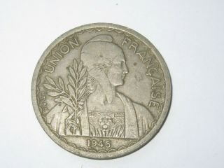 French Indo - China 1946 1 Piastre Coin Rare