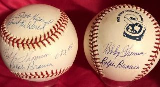 Bobby Thompson & Ralph Branca Signed Baseball Steiner Set “rare Full Inscrip”