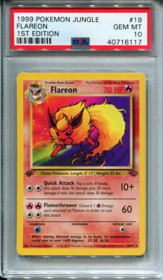Flareon 19/64 Rare Pokemon 1st Edition Jungle Set - Psa 10