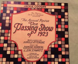 Jackie Coogan 1923 Rare Movie Star Sheet Music From Stage Show Passing Show 1923