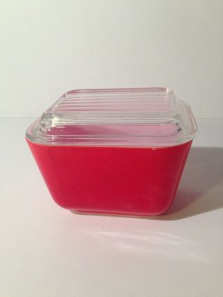 Vintage Pyrex Red Small Oven Ware Bowl Oblong 33 Rare With Lid