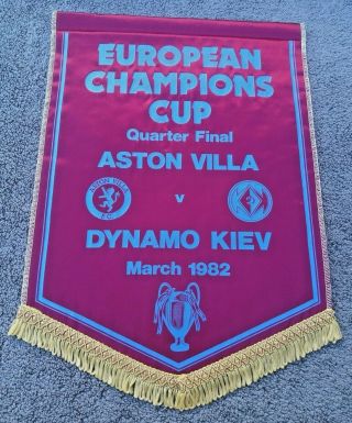 Rare 1982 Aston Villa V Dynamo Kiev Large European Cup Quarter Final Pennant