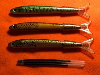 3 Rare Vintage Xonex Fish Pens - No Hooks On These Pens