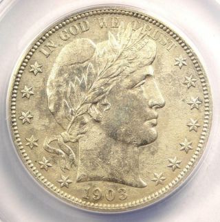1903 - S Barber Half Dollar 50c - Anacs Au58 Details - Rare Date - Certified Coin