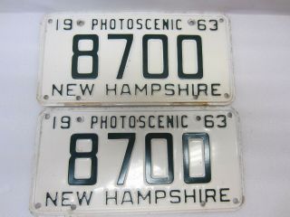 Rare 1963 " Photoscenic " Nh 4 Digit License Plates " 8700 " Hampshire