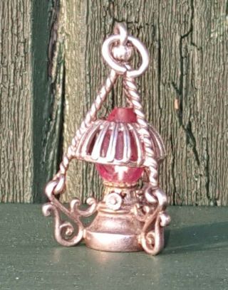 Unusual Rare Vintage Solid Silver Kerosene Chandelier Lamp Charm