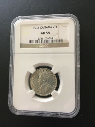 Canada Canadian Choice Au 1935 25 Cents Quarter Magnificent Coin Rare