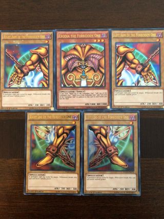 Yu - Gi - Oh Complete Exodia The Forbidden One 5 Cards 1st Edition Gold Rare Set