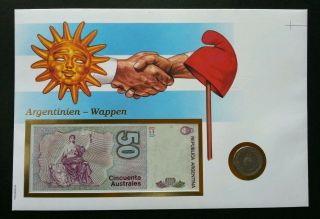 Argentina Wappen Emblems Coat Of Arms Hand Fdc (banknote Coin Cover) Rare