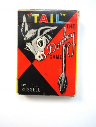 Tail The Donkey Card Game By Russell Cards 1959 Rare Playing Cards Pin The Tail