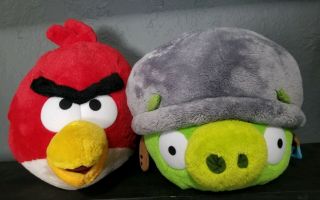 Angry Birds 8 " No Sound Helmet Pig Bad Piggies Green Plush Rare Large Plush