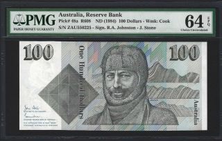 Australia $100 Dollars 1984 Johnston - Stone,  P - 48a,  Pmg 64 Epq Ch Unc,  Rare