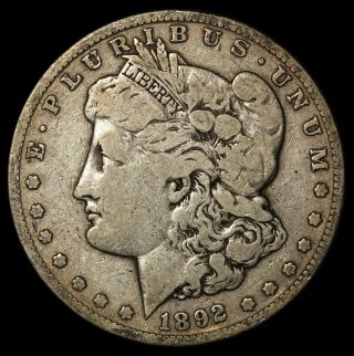 1892 - S U.  S.  Morgan Silver $1 One Dollar Coin - Rare Key Date