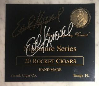Evil Knievel Autograph Signature Series 20 Rocket Cigars Box Label Rare W/ Coin
