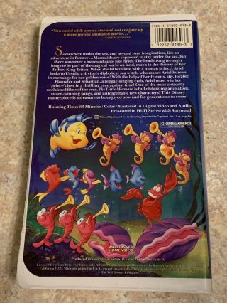 Disney VHS Black Diamond Classic The Little Mermaid RARE BANNED Cover Art 913 4