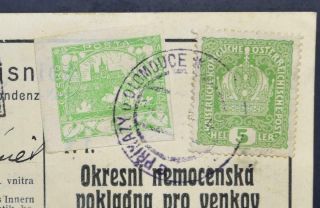 CZECH,  Austria 1919 RARE Mixed Country Franked Early State Com Card PIKAZY,  CSR 2