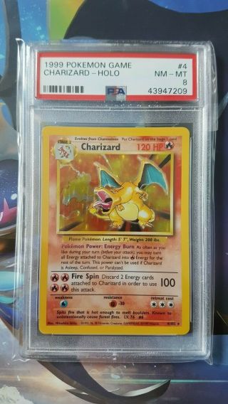 Pokémon 1999 Base Set 4/102 Charizard Holo Rare Psa 8 Nm - Mt
