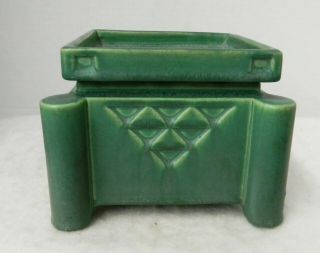 Rare Roseville Pottery Matte Green Ceramic Design Planter 217,  Liner