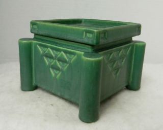 RARE Roseville Pottery Matte Green Ceramic Design Planter 217,  Liner 2