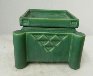 RARE Roseville Pottery Matte Green Ceramic Design Planter 217,  Liner 3