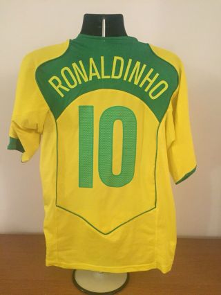 Brazil Home Shirt 2004/06 Ronaldinho 10 Large Vintage Rare