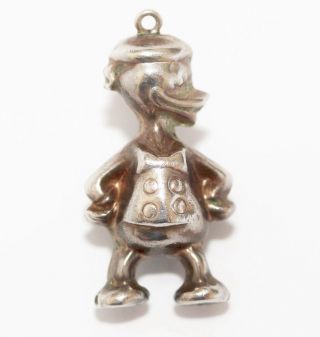 Rare Disney Donald Duck Sterling Silver Vintage Bracelet Charm With Gift Box