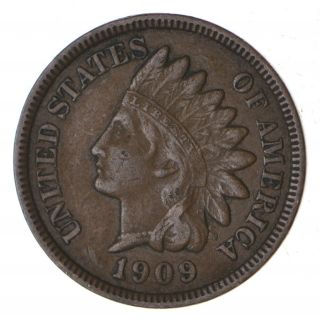 Rare Last Year Issue - 1909 Indian Head Cent - High Red Book Value 222