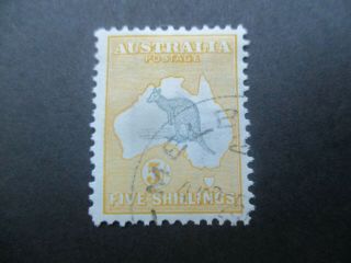 Kangaroo Stamps: 5/ - Yellow 1st Watermark Cto Melbourne Cancel - Rare (-)