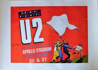 U2 Matt Finish Tour Poster 80s Rare Signed Artist Chris Grosz Rare Australia