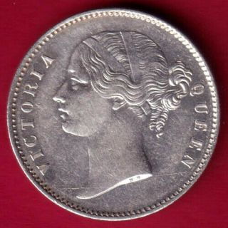 British India - 1840 - Victoria Queen - One Rupee - Rare Silver Coin R3