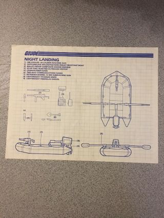 Gi Joe Vintage 1985 Cobra Night Landing Instructions Blueprints Rare