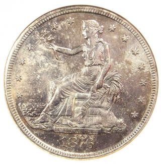 1876 - S Trade Silver Dollar T$1 - Anacs Au Details - Rare Certified Coin