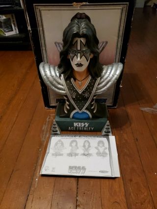 Rare 1999 Kiss Ace Frehley Bust Statue Stands 20”