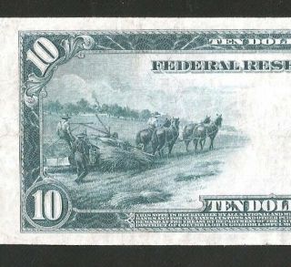 Rare 7 Digit Serial Number York Type - A 1914 $10 Large Frn