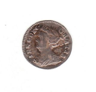 1713/0 Great Britain Anne Silver (. 925) Maundy Penny Ef Rare.