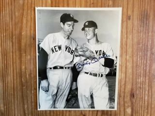 Mickey Mantle very rare 8x10 signed B/W type 2 photo W/ Joe DiMaggio.  JSA & PSA 2