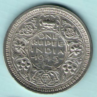 British India - 1945 - George Vi One Rupee Silver Coin Ex - Rare Coin