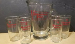 Rare - Griesedieck Bros Beer.  Saint Louis Mo - -.  Pitcher And 6 Glasse Set