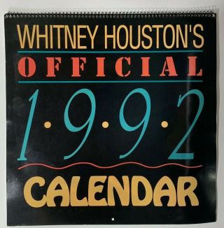 Old Vtg Rare Collectible Whitney Houston Fan Club Official 1992 Calendar