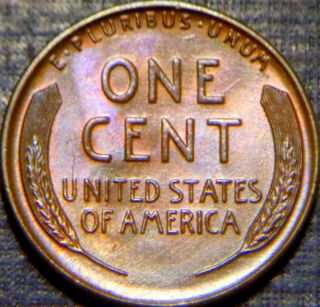 Rare 1938 - P Lincoln Cent Br/ Full Wheat Lines,  Rich Rainbow Toning Lqqk