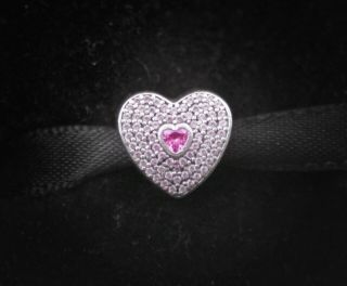 Pandora Silver And Pink Sweetheart Charm 791555czs. ,  Rare And Discontinued