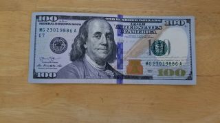Crisp 100 Dollar Bill With Rare 1988 Within The Serial Number
