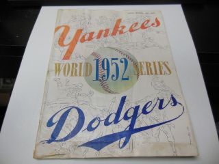 1952 Mlb Baseball World Series Program Brooklyn Dodgers Vs Ny Yankees Rare