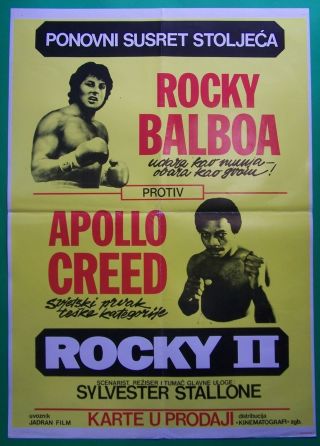 Rocky Ii - Sylvester Stallone/talia Shire - Rare Yugoslav Movie Poster 1979