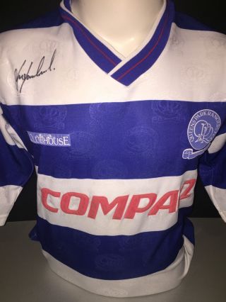 Signed Rare Retro Les Ferdinand Queens Park Rangers Clubhouse Home Shirt