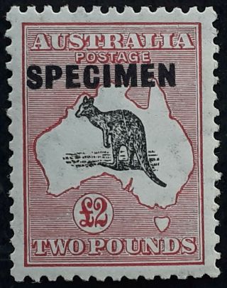 Rare 1934 - Australia £2.  00 Grey&rose Crimson Kangaroo Stamp Type D Specimen,  Var