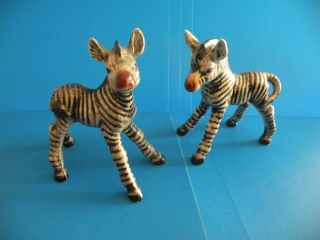 Set Of 2 Rare Vintage Goebel Zebra Figurines West Germany G4