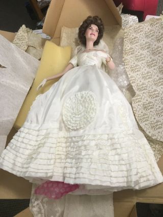 Extremely Rare Franklin Heirloom Jackie Kennedy Porcelain Wedding Doll