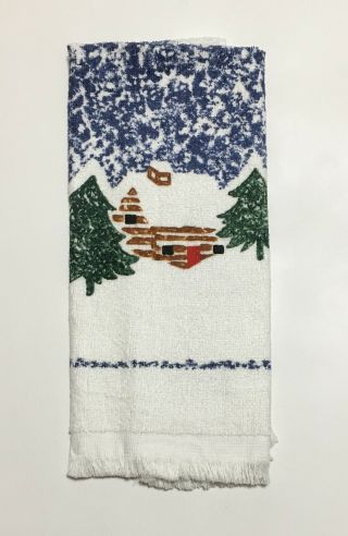 Tienshan Folk Craft CABIN IN THE SNOW Hand Towel and Oven Mitt RARE Christmas 2